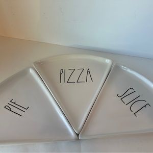 Rae Dunn By Magenta Set Of 3 Pizza Ceramic Plates "Pizza Pie & Slice" New